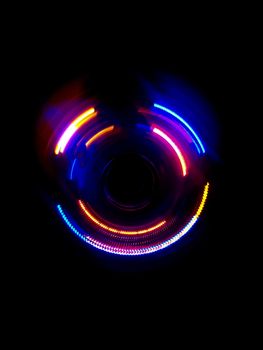 Colorful circle light wave  in dark background