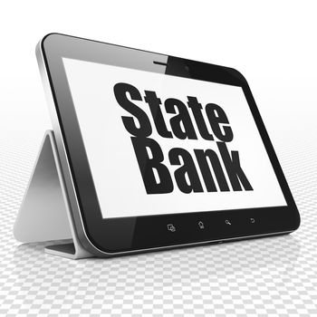 Money concept: Tablet Computer with black text State Bank on display, 3D rendering