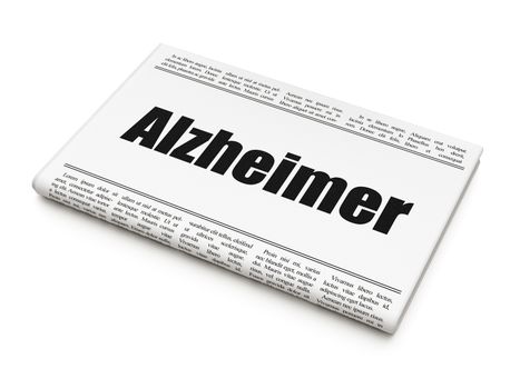 Healthcare concept: newspaper headline Alzheimer on White background, 3D rendering