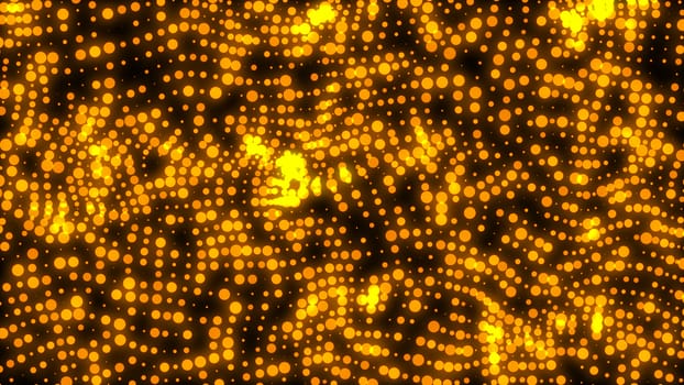 Abstract gold glowing circles. Digital 3d rendering background.