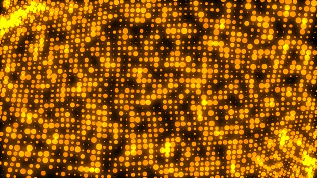 Abstract gold glowing circles. Digital 3d rendering background.
