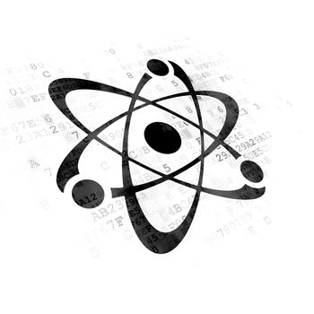 Science concept: Pixelated black Molecule icon on Digital background