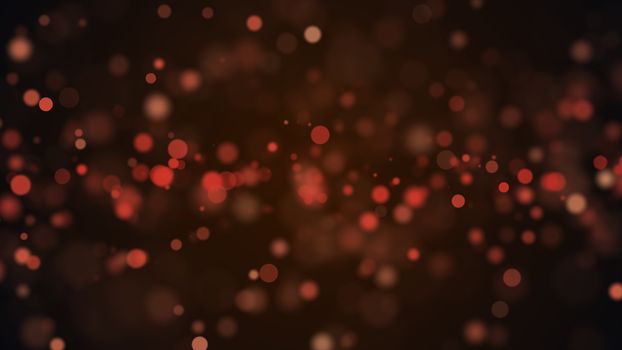 Abstract gold bokeh with black background. 3d rendering