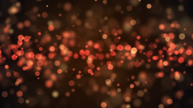 Abstract gold bokeh with black background. 3d rendering