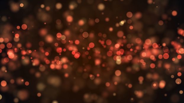Abstract gold bokeh with black background. 3d rendering