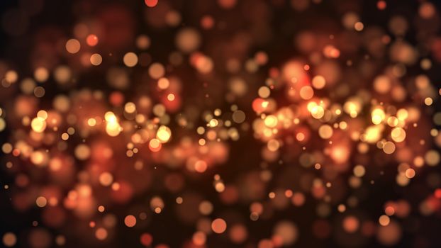 Abstract gold bokeh with black background. 3d rendering