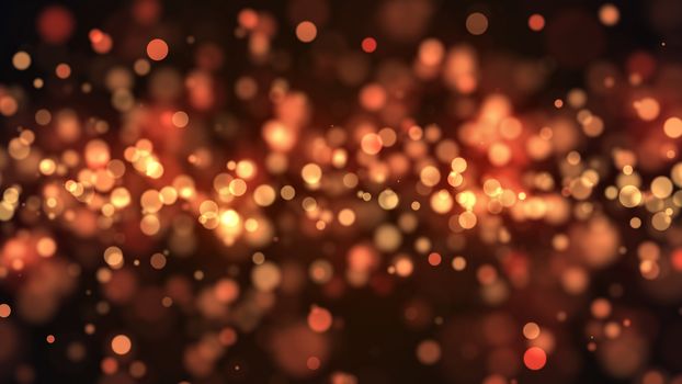 Abstract gold bokeh with black background. 3d rendering