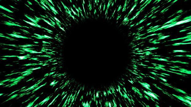 Abstract background with black hole. Digital space illustraton. 3d rendering.