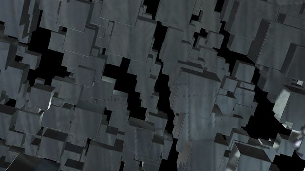 Abstract background with chaotic cubes. 3d rendering.