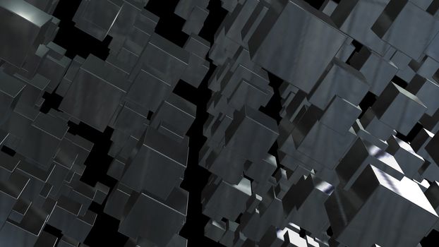 Abstract background with chaotic cubes. 3d rendering.