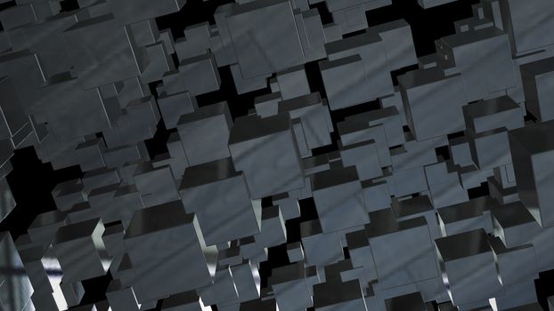 Abstract background with chaotic cubes. 3d rendering.