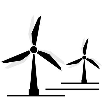 Dutch or Holland old farm windmill isolated icon. Mill icon with windmill silhouette. Energy icon illustration.
