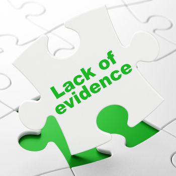 Law concept: Lack Of Evidence on White puzzle pieces background, 3D rendering