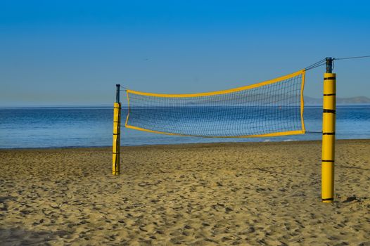 Beach volleyball on the sand of Amoudara beach in Crete