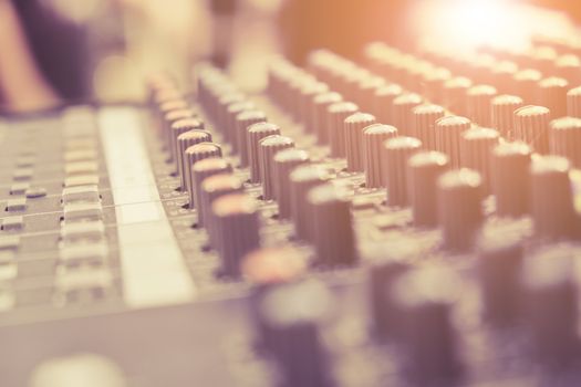 close up of Sound mixer controller