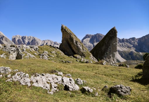 Giant rocks in Val di Gardena, Dolomites, Italy