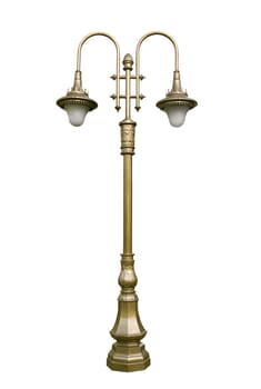 An old street lamppost isolated over white