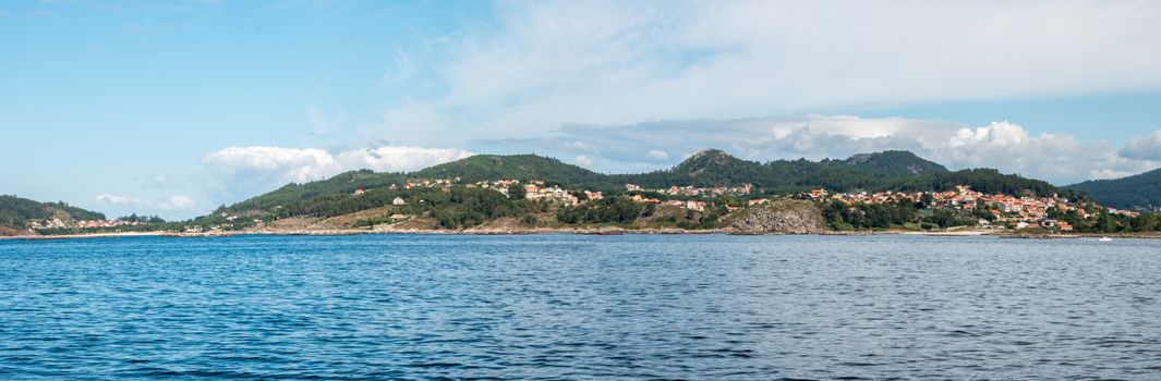 Overlook of the coast of Cangas in the province of Pontevedra Galicia Spain.