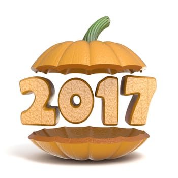Halloween pumpkin 2017 3D render illustration isolated on white background