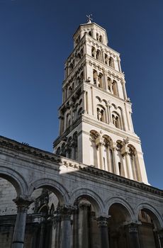 Belfry of Saint Dujma Cathedral in the city of Split, Croatia