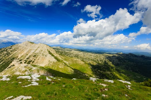 Panorama from Italian alps, top of a mountain, Cima Larici Asiago
