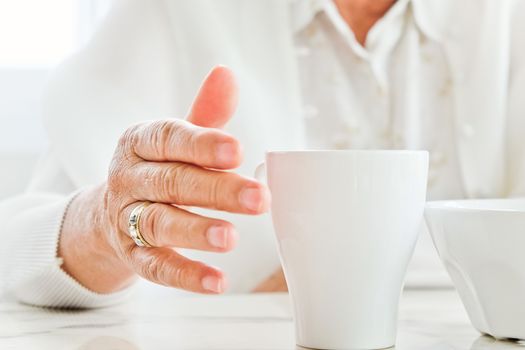 part of senior woman with breakfast, Senior healthy eating