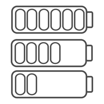 Smartphone or cell phone low battery icon. Low energy symbol. Flat illustration. Black and white.