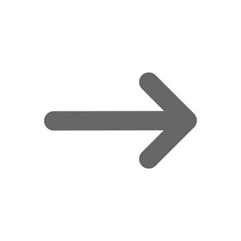 Pointer, arrow in modern flat style. Arrow button isolated on white background. Symbol for web design, site, app, UI.
