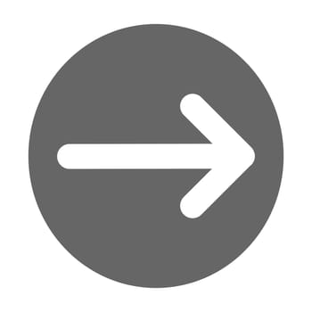 Pointer, arrow in modern flat style. Arrow button isolated on white background. Symbol for web design, site, app, UI.