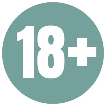 Limit age icon on blue background. Icons age limit from 18, flat illustration.