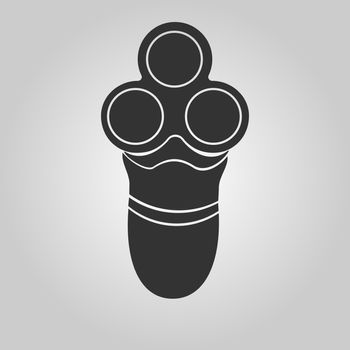 Flat trendy dark icon with electric man shaver isolated from gray background. Woman trimmer for shaving. Classic safety razor.
