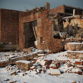 ruins of a very heavily polluted industrial factory, industrial series