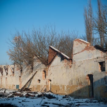 ruins of a very heavily polluted industrial factory, industrial series