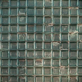 discarded ruin with old windows and wall, industrial window in concrete wall
