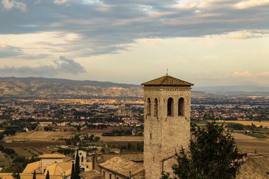 view of the ancient roofs of Assisi (Italy)