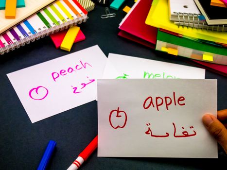 Learning New Language Making Original Flash Cards; Arabic