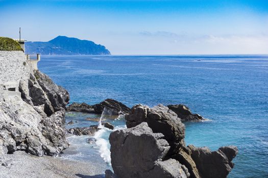 rocky coast of Nervi in Genoa in Liguria