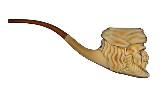 Meerschaum pipe isolated in white background - 3D render