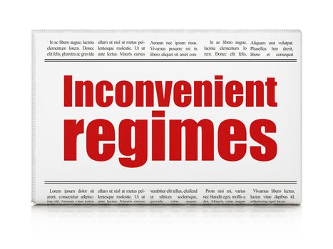 Political concept: newspaper headline Inconvenient Regimes on White background, 3D rendering