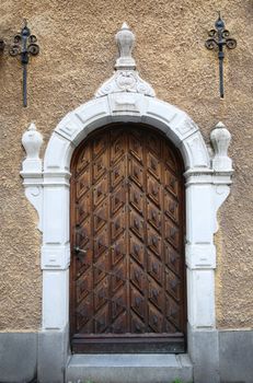 Vintage door in old town Gamla Stan, Stockholm, Sweden