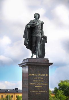 Statue of Konung Gustaf III in Stockholm, Sweden.
