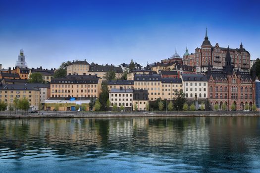 Beautiful view of Sodermalm district in Stockholm, Sweden