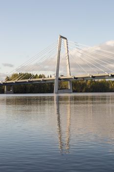 Bridge over the River in Umea, Sweden in Autumn.