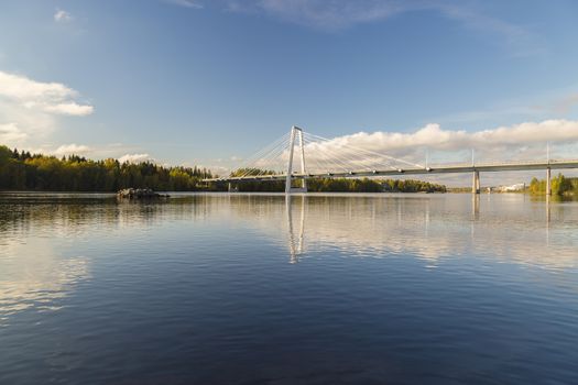 Bridge over the River in Umea, Sweden in Autumn.