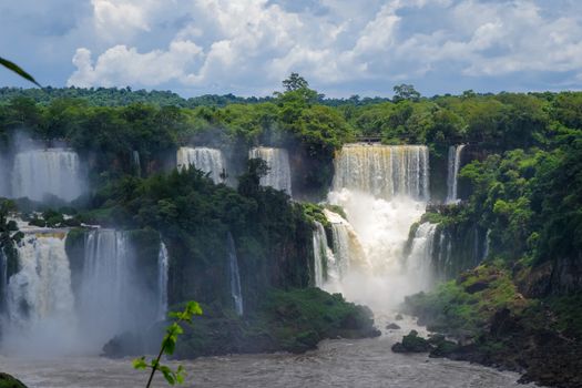 iguazu falls national park. tropical waterfalls and rainforest landscape