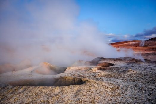 Sol de manana geothermal field in sud Lipez reserva Eduardo Avaroa, Bolivia