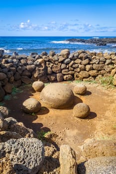 Magnetic stones, ahu Te Pito Kura, easter island, Chile