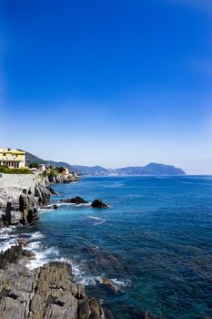 rocky coast of Nervi in Genoa in Liguria