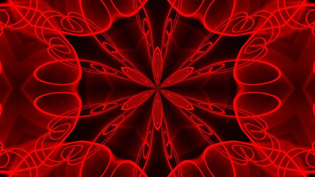 Abstract red background. Digital kaleidoscope. 3d rendering