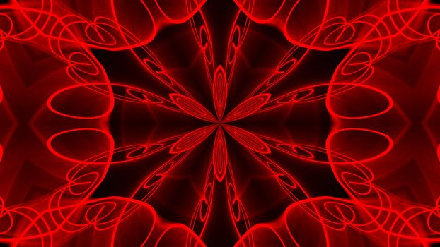 Abstract red background. Digital kaleidoscope. 3d rendering